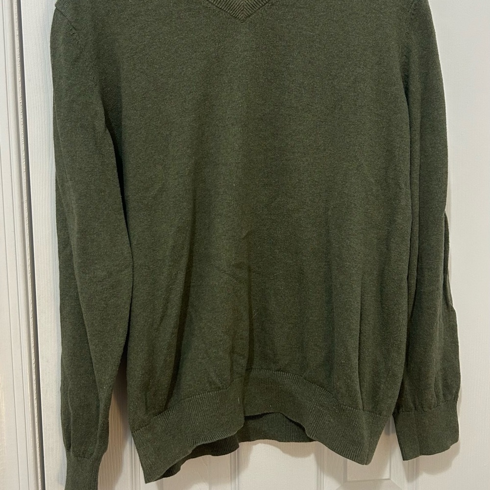 Olive Green V-Neck Sweater